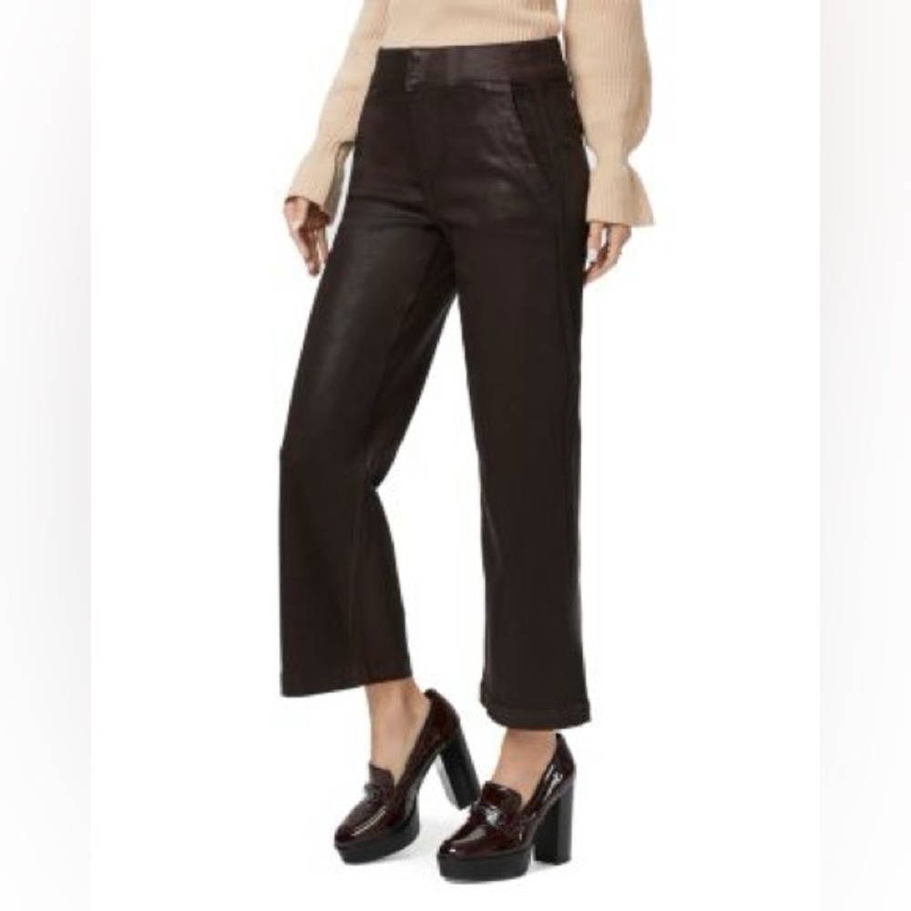 PAIGE Nellie High Rise Cropped Trouser Jeans in Coated Chicory Coffee - Sz 30